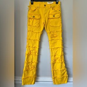 NWT FWRD Denim Stacked Yellow Jeans Fit 3 Kids Size 18 - 30x33 Streetwear